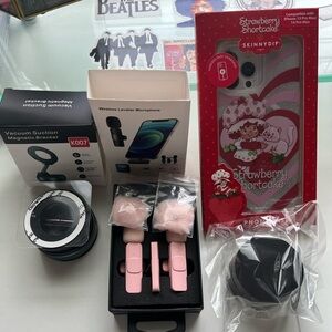Phone Bundle: Magnetic Holders, Mics, Strawberry Shortcake Case (READ DESC)